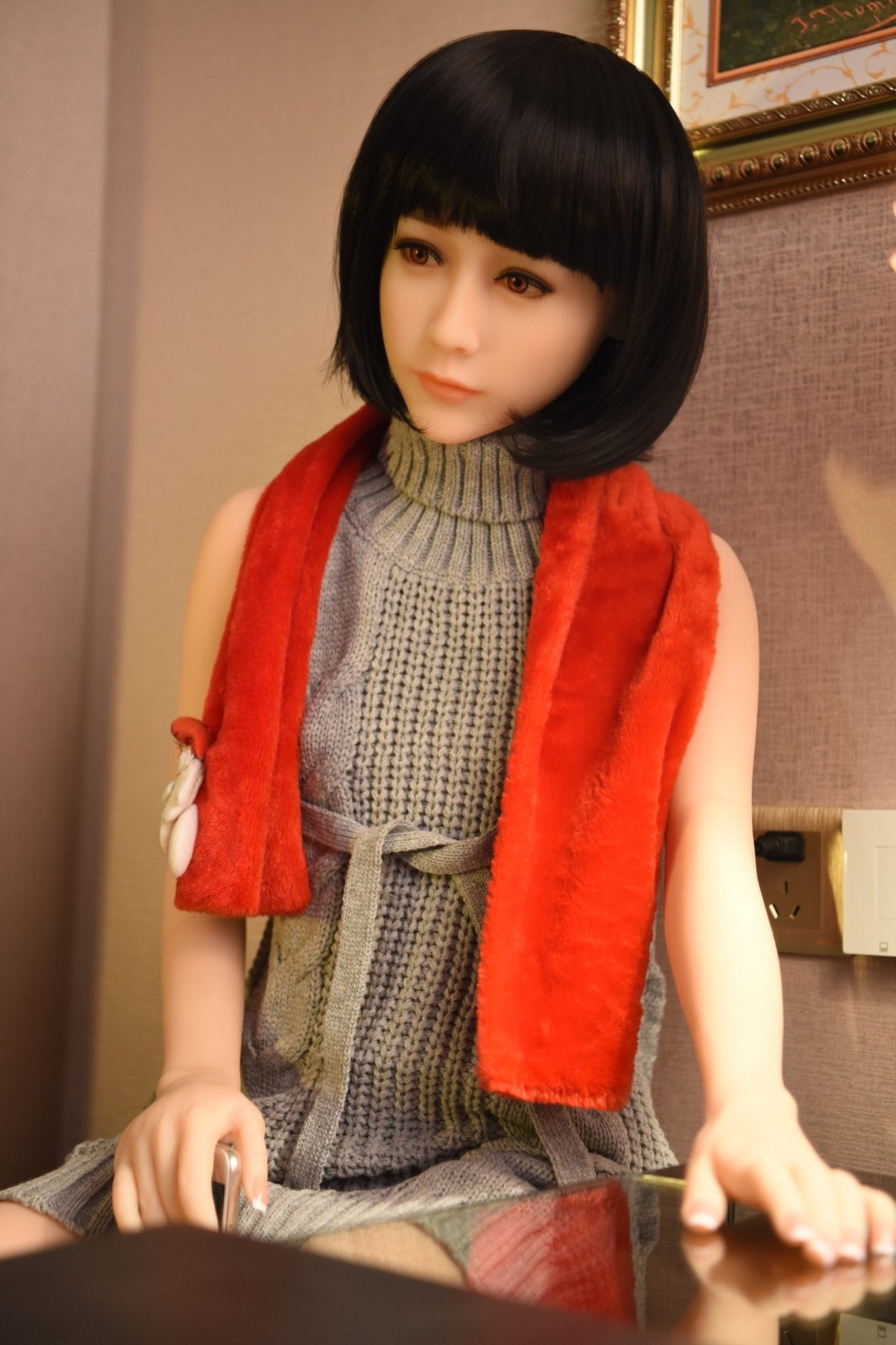 sylvia 158cm black hair japanese skinny flat chested tpe wm asian sex doll(5)